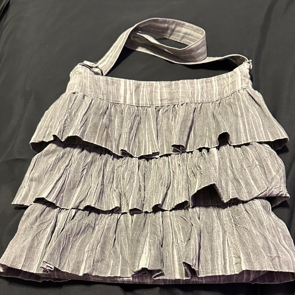The Sak Gray Ruffled Shoulder Bag